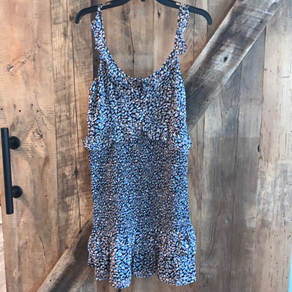 NWT Fabrik Smocked Ruffle Floral Dress Sz L
